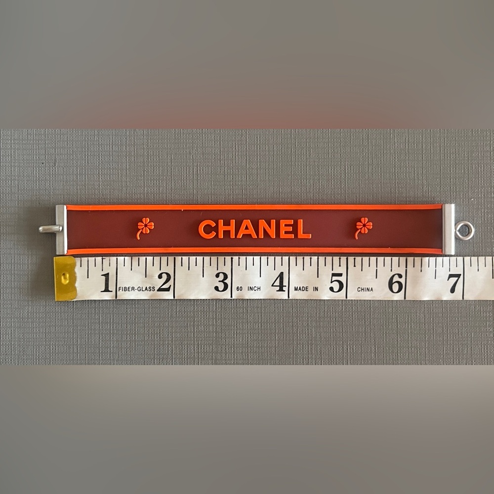 Chanel Vintage Silicone and Palladium Logo  Vibrant Orange - Picture 4 of 7